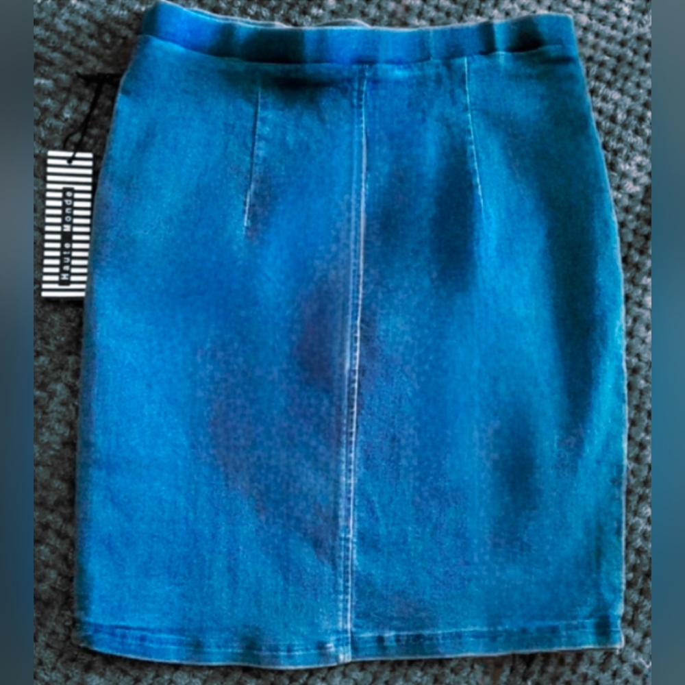 Haute Monde Denim Rhinestone Crop Top & Skirt - Picture 2 of 15